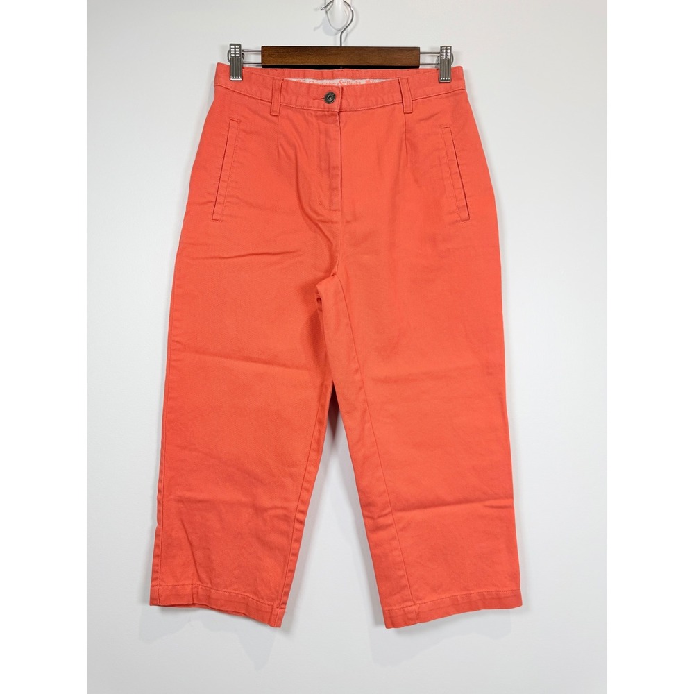 Christopher & Banks Coral Orange Cropped Chino Pants Womens 4 Straight Leg Capri